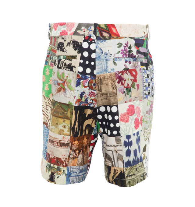 Image 2 of 4 - MULTI - LIBERTINE Bloomsbury Collage Shorts featuring relaxed fit, front zipper and print throughout. 56% cotton, 44% linen. 