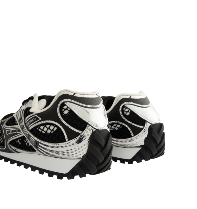Image 3 of 5 - BLACK - Bottega Veneta Orbit Sneaker featuring mechanical textile upper, rubber sole, lace-up front, padded collar and tongue with Bottega Venneta logo detail at tongue. Made in Italy. 