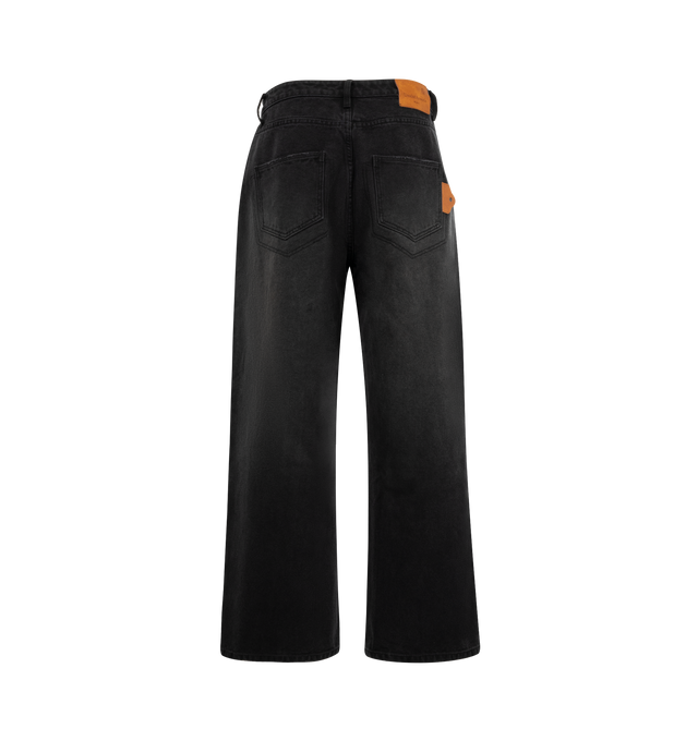 Image 2 of 3 - BLACK - UNTITLED ARTWORKS Workwear Pants featuring wide-leg, relaxed-fit, mid-rise and four-pocket styling: 2 side pockets, 2 back patch pockets. 100% cotton. 