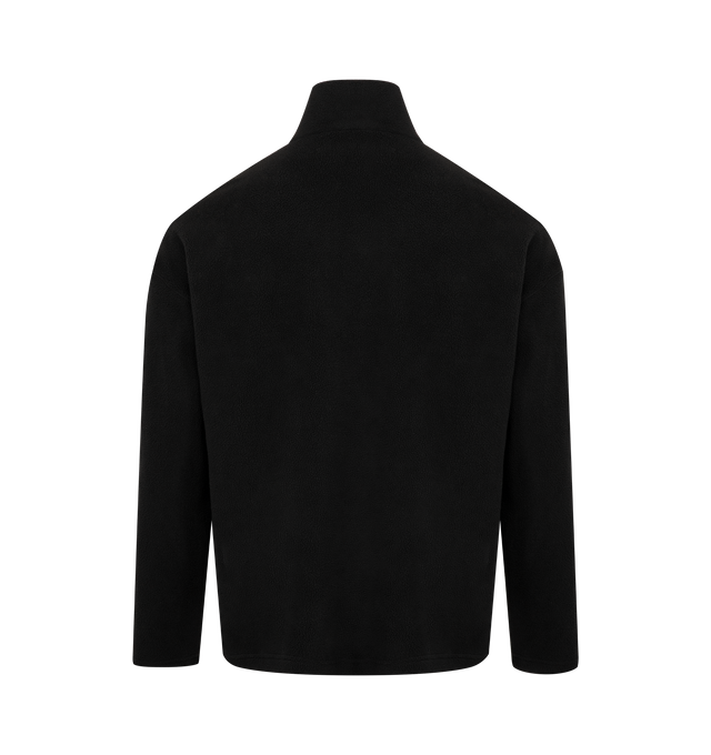 Image 2 of 2 - BLACK - PLEASURES Onyx Half Zip Polar Fleece featuring partial front zipper closure, front logo detail, lightweight fleece fabric and long sleeves. 64% polyester, 36% cotton. 
