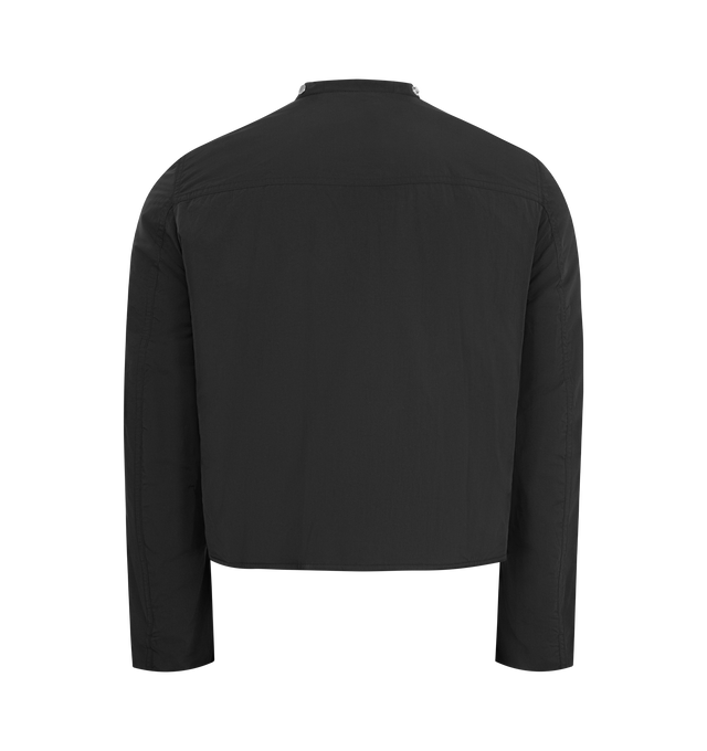 Image 2 of 3 - BLACK - RICK OWENS Cargo Jacket in wrinkled-effect technical fabric featuring multi-pocket crop style, front button closure, V-neck, long sleeves with stretch knit cuffs and unlined. 100% polyamide. Made in Italy. 