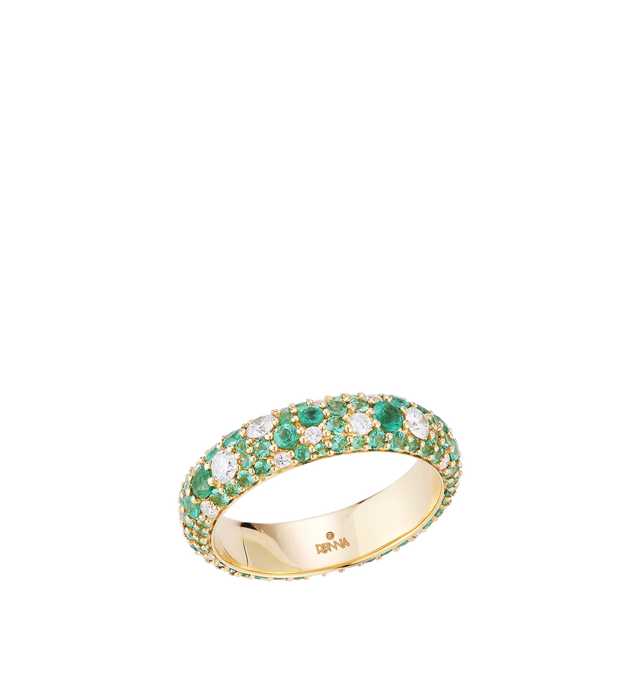 Image 2 of 2 - GOLD - RENNA Tidepool Emerald Ring featuring a unique blend of diamonds and emeralds set in varying sizes and colors. Approximately 1.65 tcw emeralds and .57 tcw diamonds from size 7. Hirshleifers offers a range of initial pieces from this collection in-store. For personal consultation and detailed information about jewelry, please contact our dedicated stylist team at personalshopping@hirshleifers.com. This item may be restricted for online purchase to international clients. For assistance p 