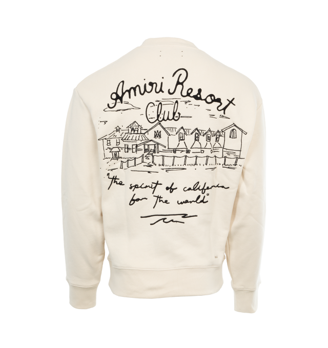 Image 2 of 4 - WHITE - AMIRI Resort Embroidered Sweatshirt featuring embroidered logo at the chest, embroidered design on back, crew neck, long sleeves and straight hem. 100% cotton.  