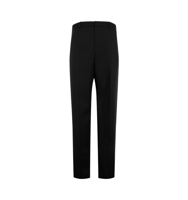 Image 1 of 3 - BLACK - Bottega Veneta Men's Wool Grain De Poudre Pants are crafted from lightweight wool grain de poudre and feature a straight-leg silhouette with a clean tailored finish. Designed with adjustable side buckles, a back slit, and a zip-and-hook closure that enhances both comfort and versatility. Main Material: 100% Wool. Made in Italy. 