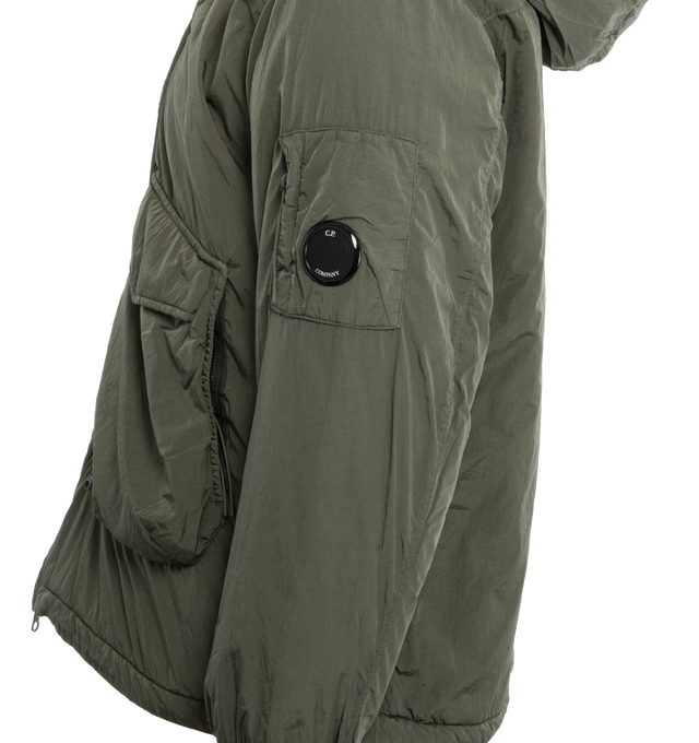 Image 3 of 3 - GREY - C. P. Company Chrome-R Body Zippers Jacket has a concealed and adjustable hood, 2-way front zip fastening, flap pockets with hidden zippers, and ribbed cuffs. 100% recycled multifilament.  