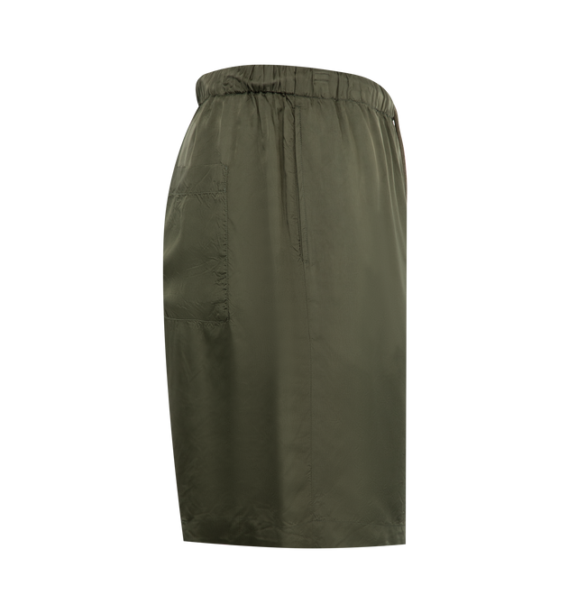 Image 3 of 3 - GREEN - DRIES VAN NOTEN Straight Shorts featuring elasticated drawstring waist, side slit pockets and back pocket. 100% viscose. 