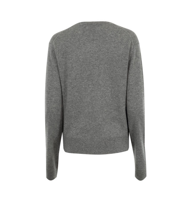 Image 2 of 2 - GREY - TOTEME V-Neck Sweater featuring dropped shoulders, regular fit, embroidered monogram and ribbed edges. 100% cashmere.  