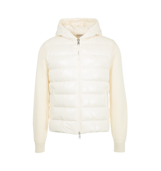 Image 1 of 1 - CREAM - Moncler Zip-Up Padded Cardigan combines the comfort of knitwear with the warmth of lightweight insulation. Designed for versatile layering. Materials: Polyamide 100% 