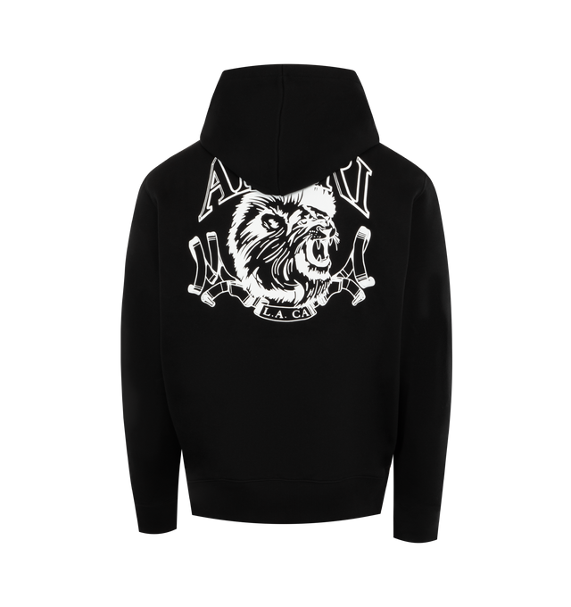 Image 2 of 2 - BLACK - AMIRI Lion Outline Hoodie featuring kangaroo pocket, ribbed cuffs and hem, front and back screen print graphic and hood. 100% cotton. 