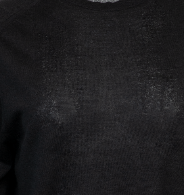 Image 3 of 3 - BLACK - THE ROW Elmira Top featuring classic crewneck top in super fine cashmere with raglan sleeves and slightly shrunken fit. 100% cashmere. Made in Italy. 