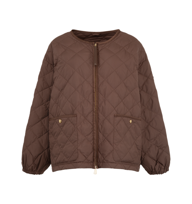 Image 2 of 4 - BROWN - Moncler Women's Chaleureux Short Down Jacket is a weightless layering piece with a 3-in-1 design. The down jacket is equipped with a detachable quilted outer coat, and a reversible faux fur vest that can layered together or seperately. Materials: Faux fur: 100% polyester; Shell: 100% polyester; tag: leather; Lining: 100% polyester; fill: 90% down/10% feathers. 