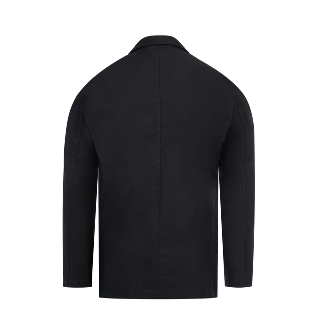 Image 2 of 2 - BLACK - LEMAIRE SB Workwear Jacket featuring a relaxed fit, boxy, unstructured, two-button blazer, a wide notch lapel, a left breast pocket, and welt pockets at the waist.   