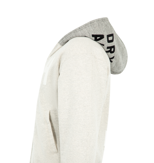 Image 3 of 3 - GREY - HUMAN MADE Zip-Up Hoodie featuring heavyweight cotton, H logo graphic at chest, large logo print at rear, zip closure, two front pockets, ribbed cuffs and hem with stripes and zippered hood. Cotton. 