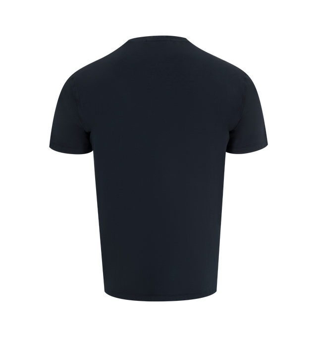 Image 2 of 2 - NAVY - STONE ISLAND Short sleeves tee featuring ribbed neckline, Stone Island Compass logo patch on chest and chain overstitching on the bottom hem. 100% cotton. 