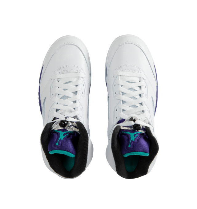 Image 5 of 5 - WHITE - JORDAN Air Jordan 5 Retro Sneaker featuring real and synthetic leather mix with textiles, Nike Air technology, foam midsole and rubber in the outsole. 