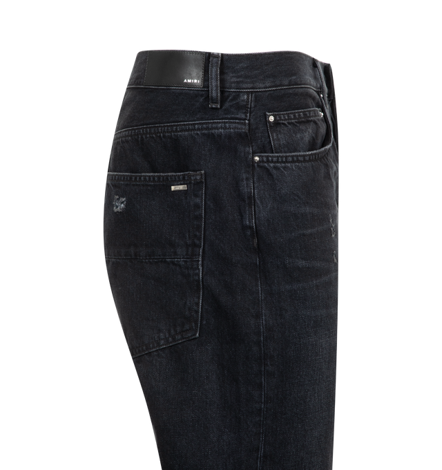 Image 3 of 3 - BLACK - Amiri Released Hem Jeans are a 5-pocket, straight leg style with a vintage feel. 100% cotton. Made in USA.  