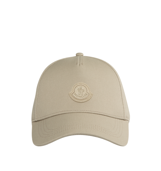 Image 1 of 2 - NEUTRAL - MONCLER Baseball Cap featuring cotton gabardine, cotton poplin lining, adjustable back strap and leather logo patch. 100% cotton. 