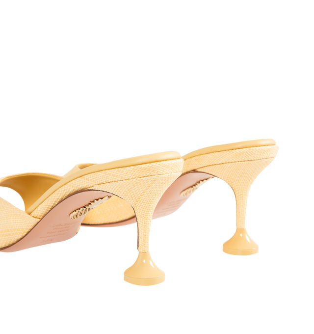 Image 3 of 4 - NEUTRAL - AQUAZZURA Bisous 65 Woven Mules featuring open pointed toe, stiletto heel, fluted heel base and slip on style. Heel height 65mm. 100% fabric. Lining: 100% leather. Made in Italy. 
