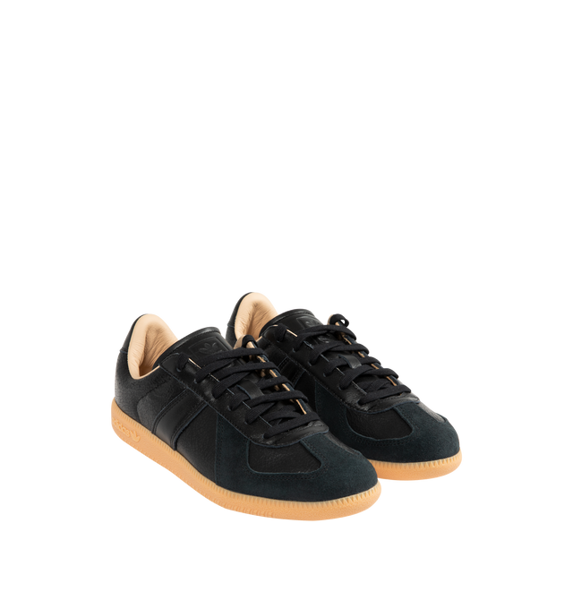 Image 2 of 5 - BLACK - ADIDAS BW Army Sneaker featuring cracked leather with T-toe cap, smooth leather lining, low-profile cupsole, regular fit, lace closure, leather upper and rubber outsole. 