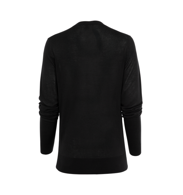 Image 2 of 2 - BLACK - TOTEME Fine crew knit sweater featuring slim arms, straight silhouette, a crew neck and long sleeves. 75% wool RWS, 25% silk. 