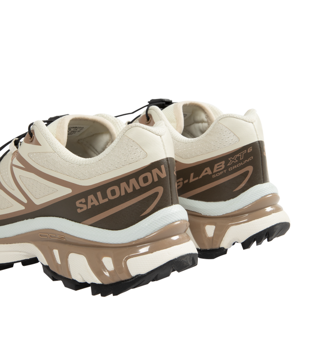 Image 3 of 5 - NEUTRAL - Salomon XT-6 Sneakers have Quicklace closures, padded collars, mesh linings, Molded OrthoLite footbed Agile Chassis systems at the midsoles, treaded Contagrip EVA rubber soles, and logo patches at the vamps. Rubber soles. Made in Cambodia.  