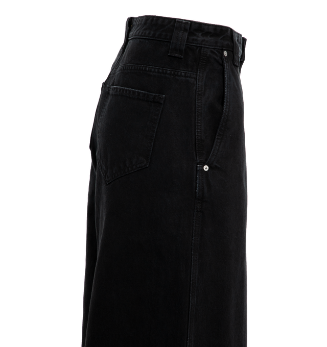 Image 2 of 3 - BLACK - KHAITE Jacob Jean featuring low waist, wide-leg, full length and oversized fit. 100% cotton. 