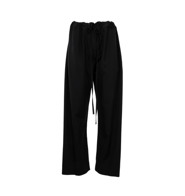 BLACK - THE ROW Argent Pants featuring mid rise, sits high on hip, drawstring waistband, side pockets, oversized silhouette, straight fit, full length and pull-on style. Silk/cotton. Silk lining. Made in Italy.