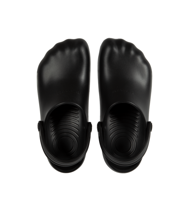 Image 4 of 4 - BLACK - BALENCIAGA Sunday Molded Rubber Slides featuring rubber upper, slingback strap, logo details and rubber sole. 84% rubber, 16% ethylene-vinyl acetate (EVA). 