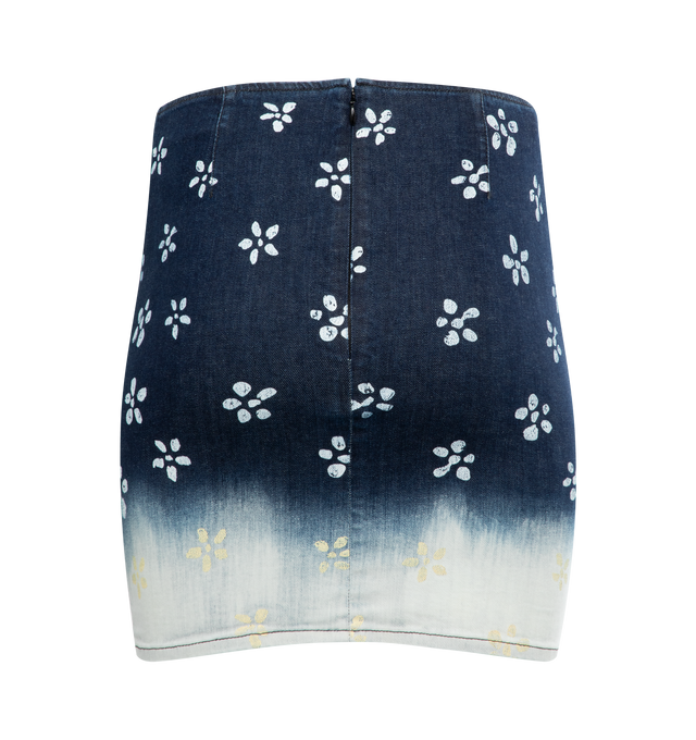 Image 2 of 2 - BLUE - Marni Floral print mini skit with back zipper closure, mini, straight skirt, obre with floral pattern, and visible stitching.97% cotton 3% elastane woven. Made in Italy.  