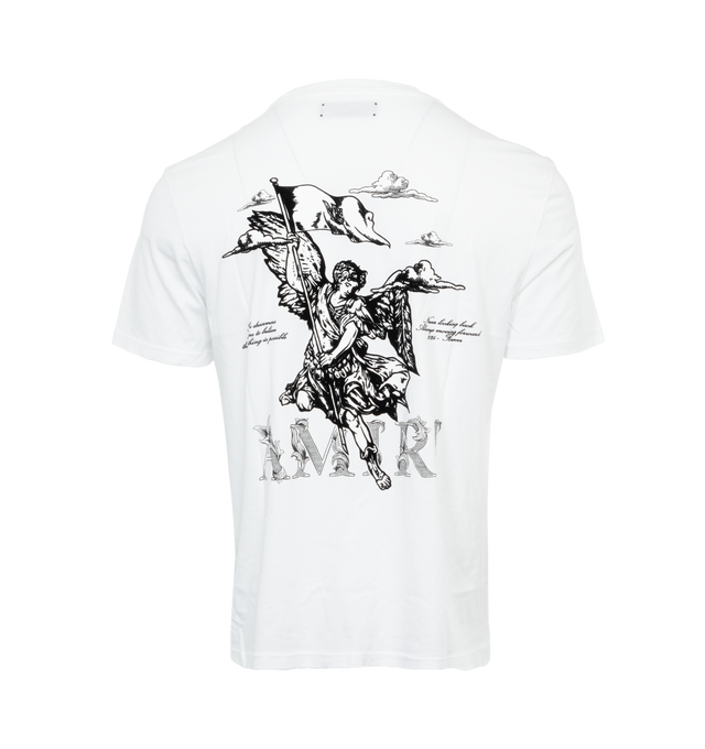 Image 2 of 4 - WHITE - AMIRI Angel Tee featuring logo print at the chest, logo graphic print to the rear, crew neck, short sleeves and straight hem. 100% cotton.  
