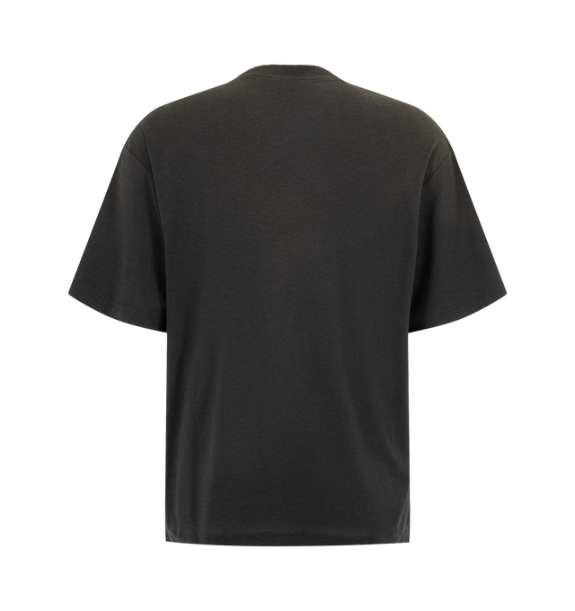 Image 2 of 2 - BLACK - Acne Studios Men's Sprayed Logo T-Shirt is crafted from an organic cotton and hemp blend jersey with an irregular surface and features a relaxed unisex silhouette with a hip-length fit. Designed with a vintage-inspired sprayed finish, distressed ribbed trim, and the signature Acne Studios 1996 stamp logo at the front for a worn-in aesthetic. Main Material: 85% Organic Cotton, 15% True Hemp. 