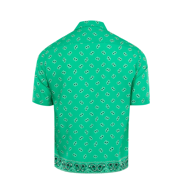 Image 2 of 2 - GREEN - PALM ANGELS Paisley Bowling Shirt featuring short sleeves, all over pattern, chest pocket and button front closure. 100% viscose. 