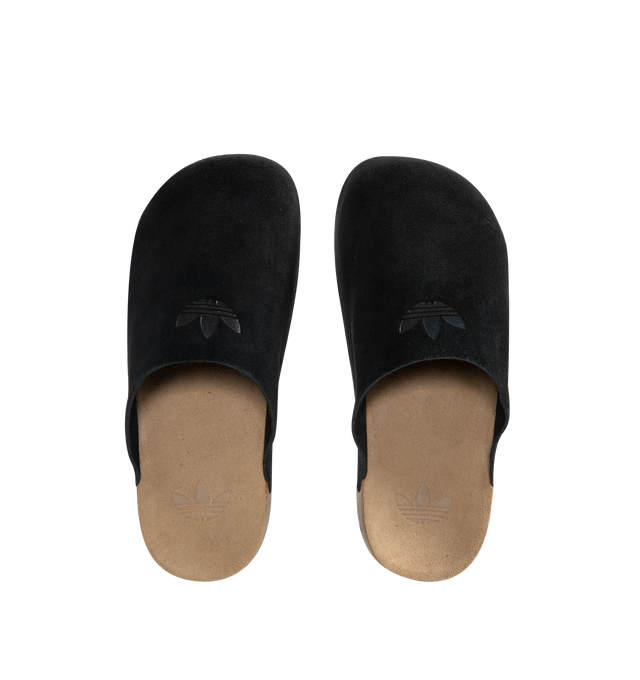 Image 4 of 4 - BLACK - Adidas Adimule Slides features an authentic cork sole paired with a soft suede footbed and upper. Exterior: Leather upper, suede footbed, cork sole, textile lining, durable rubber outsole. Made in Vietnam. 