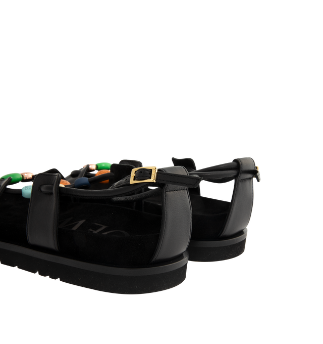 Image 3 of 4 - BLACK - LOEWE PAULA'S IBIZA Pebble Beads fussbett sandal in nappa lambskin featuring colorful mixed Anagram pebbles in metallic, lacquered and rubber finishes, embossed LOEWE on the insole, double sole construction and anagram debossed micro outsole. Nappa lambskin. Made in Italy. 