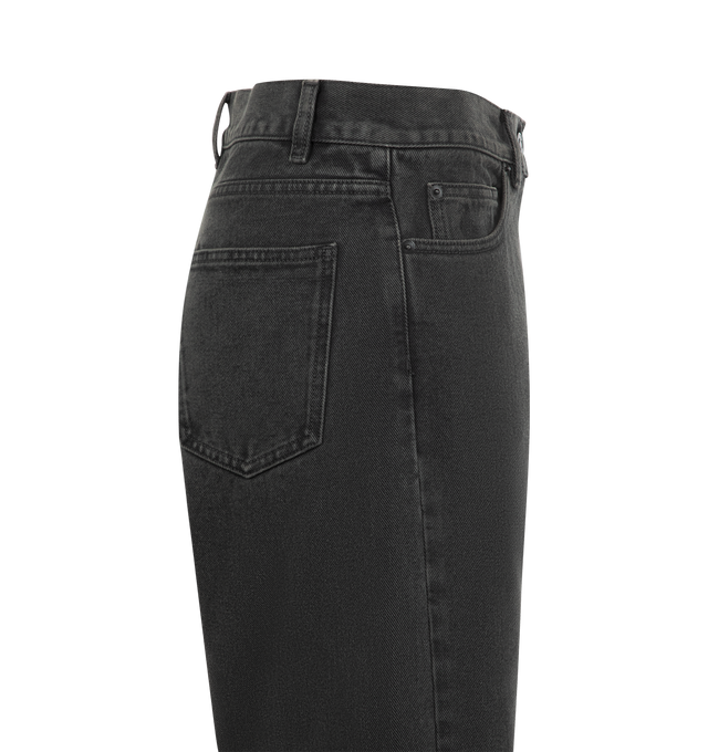 Image 3 of 3 - BLACK - The Clair pants are made from rigid denim; in faded black; constructed to a straight-leg profile with a mid-rise waist. Elevate the everyday by styling along with the labels robust T-shirts and leather footwear. Made in the USA. 