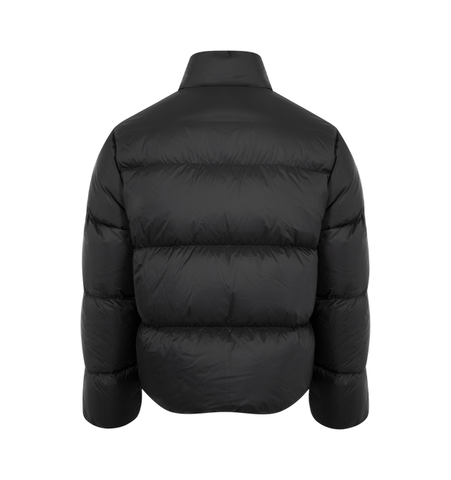 Image 2 of 3 - BLACK - AMIRI Bones Down Puffer Jacket featuring a logo at the chest, signature bone graphics on each sleeve, stand collar, drop shoulders, long sleeves, elasticized cuffs, waist zip pockets and two-way front zip closure. 100% nylon. 