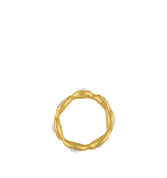 Image 3 of 3 - GOLD - PROUNIS Diamond Breccia Ring featuring a multi-stone ring broken up with smooth and rounded gold with faceted diamonds that sit in a natural setting. Diamond, 22K gold. 9mm wide. Hirshleifers offers a range of pieces from this collection in-store. For personal consultation and detailed information about jewelry, please contact our dedicated stylist team at personalshopping@hirshleifers.com. This item may be restricted for online purchase to international clients. For assistance purchas 