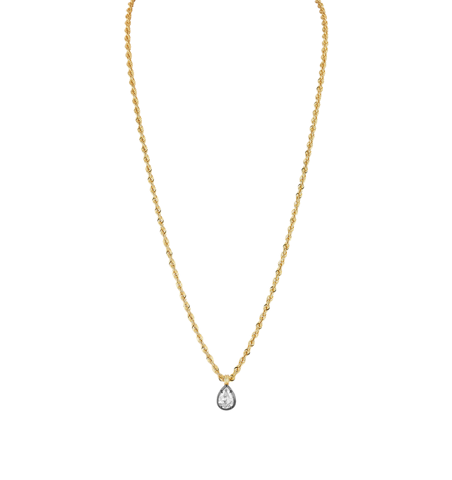 Image 1 of 1 - GOLD - JEMMA WYNNE Blair Diamond Pear Necklace featuring One of a Kind, 18k Yellow Gold with Black Rhodium, 2.7MM rope chain, Antique Diamond - 1.5cts, Pendant Length - 10.5mm and Pendant Width - 8mm. Hirshleifers offers a range of initial pieces from this collection in-store. For personal consultation and detailed information about jewelry, please contact our dedicated stylist team at personalshopping@hirshleifers.com. This item may be restricted for online purchase to international clients. 
