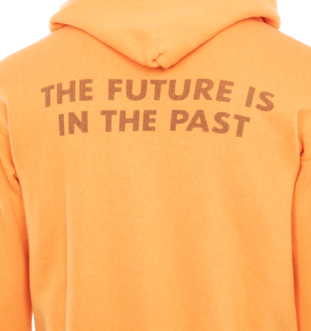 Image 4 of 4 - ORANGE - HUMAN MADE Tsuriami Hoodie featuring worn-in graphic print of the front and back, ribbed cuffs and hem, embroidery above left cuff and hood. 100% cotton. 
