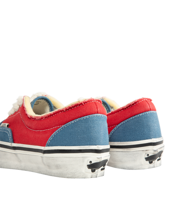 Image 3 of 5 - RED - Vans Unisex OTW Era 95 DST Sneakers are crafted from heavy enzyme-washed canvas and feature the brand's iconic low-top silhouette with a worn-in aesthetic inspired by a well-loved favorite pair. Main Material: Enzyme-Washed Canvas. Closure: Lace-Up. Insole: Sola Foam ADC (All-Day Comfort) Cushioning. Outsole: Signature Rubber. 