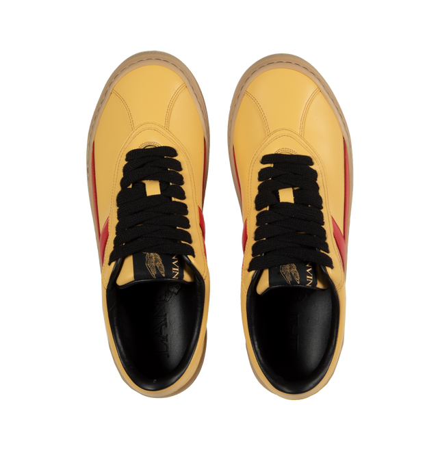 Image 5 of 5 - YELLOW - LANVIN LAB X FUTURE Cash Sneakers featuring high sole, almond toe, lace-up closure and label with the Lanvin logo placed on the tongue. 100% calf - bos taurus. Sole: 100% rubber. Made in Italy. 