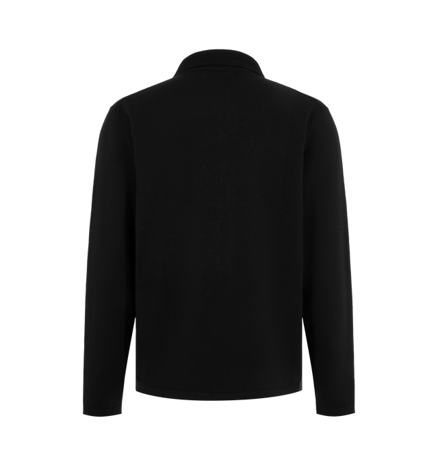 Image 2 of 2 - BLACK - Merz b. Schwanen men's Wool-Cashmere-Silk button-down shirt is crafted from a luxurious blend of merino wool, silk, and cashmere and features a relaxed silhouette, a classic collar, a chest pocket, and corozo nut button closures. Main Material: 55% Merino Wool, 30% Silk, 15% Cashmere. Made in Portugal. 