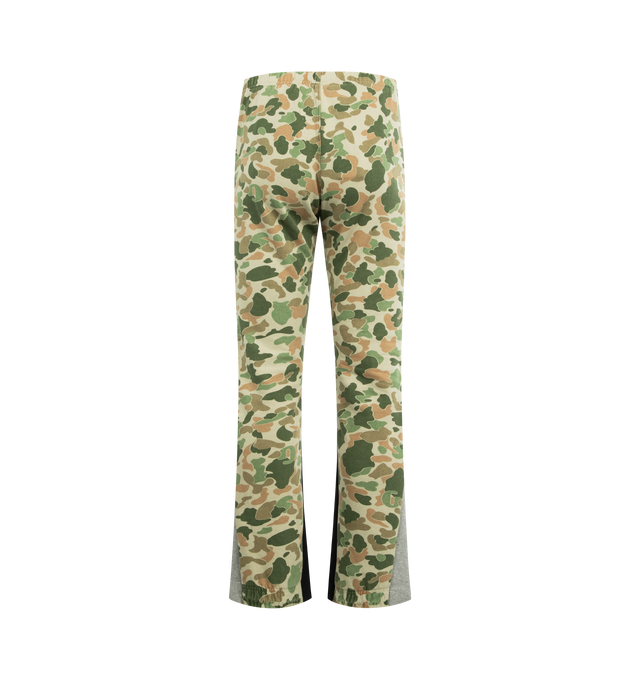 Image 2 of 3 - GREEN - GALLERY DEPT. Flare Sweatpant featuring flared leg, elastic waistband, interior drawstring, side pockets, screen-printed logo and color blocking detail. 100% cotton. 