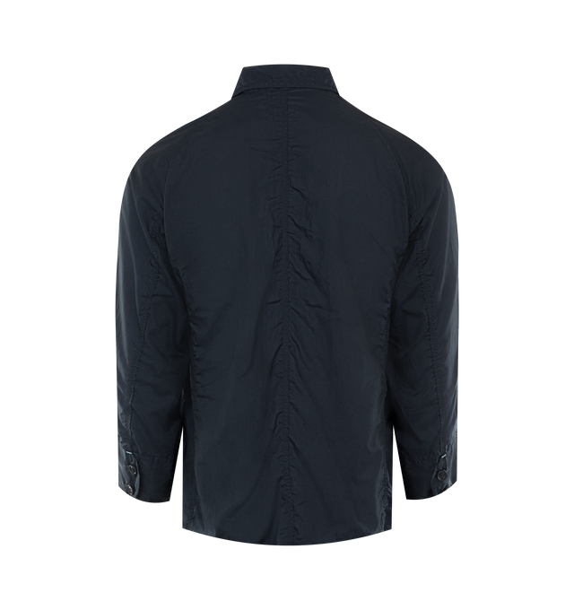 Image 2 of 3 - NAVY - POST O'ALLS Engineer Jacket featuring button front closure, collar, long sleeves with button cuffs and front patch pockets. 100% nylon.   