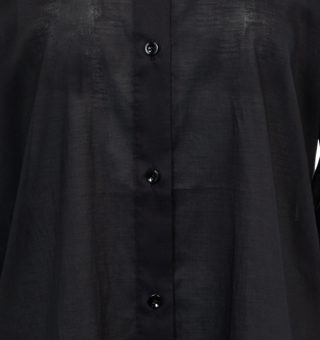 Image 3 of 3 - BLACK - TOTEME Kimono Sleeve Shirt featuring buttoned placket and cuffs, back yoke, box pleat and relaxed fit. 100% cotton organic. 