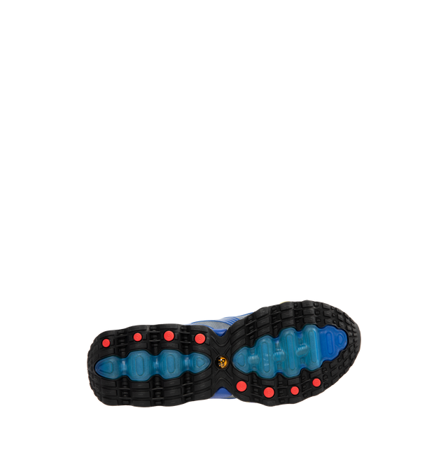 Image 4 of 5 - BLUE - NIKE Air Max DN8 SP Sneaker featuring dynamic Air system with dual-chambered tubes and tuned pressure levels, plush foam is placed underfoot, sculpted upper is made of lightweight mesh on top, while slashes at the sides reveal open mesh for more breathability, plastic heel clip helps hold your foot down, glossy Swoosh logo and reflective accents.  