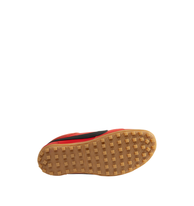 Image 4 of 5 - RED - Nike Women's Moon Shoe Sneakers are designed with a premium full-grain leather upper and the brand's iconic Waffle outsole, this heritage-inspired style captures the look and feel of a classic 1970s runner while delivering everyday comfort and durability. Main Material: Full-Grain Leather Upper. Outsole: Rubber Waffle Sole. 