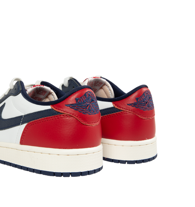 Image 3 of 5 - MULTI - Air Jordan 1 Retro Low OG Sneakers are a lace-up style with perforated toes, foam midsoles, and Air-Sole units for cushioning.  