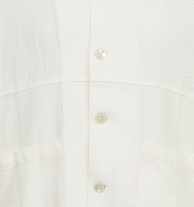 Image 3 of 3 - WHITE - BODE Quartered Shirt featuring four-squared quarters pattern, long-sleeves button-down front closure, two patch pockets on front and notched collar. 50% cotton, 50% viscose. Made in India. 