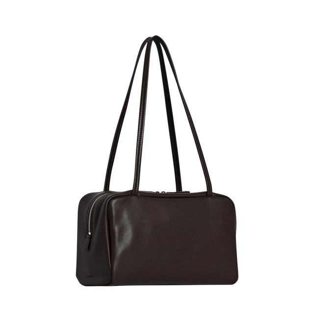 Image 2 of 3 - BROWN - THE ROW Astra Bag featuring soft bowling bag in glossy nappa leather with flat base, elongated flat handles and dual zipper closure. 9.84 x 5.51 x 4.33 in. 100% lambskin leather. Lined in 100% lambskin leather. Made in Italy. 